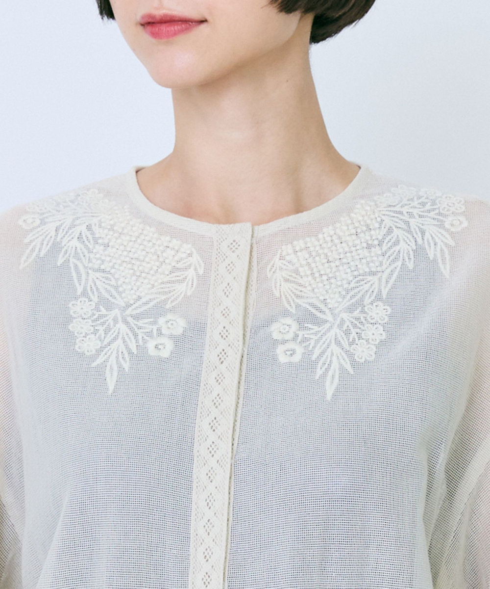 LOISIR インドコットンチュール刺繍ブラウス ベージュ