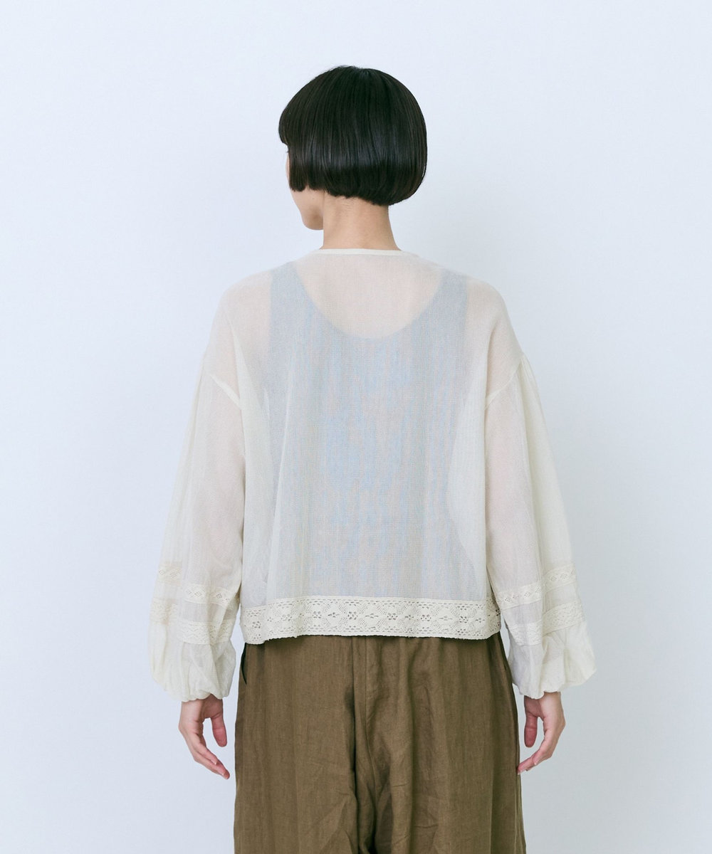 LOISIR インドコットンチュール刺繍ブラウス ベージュ