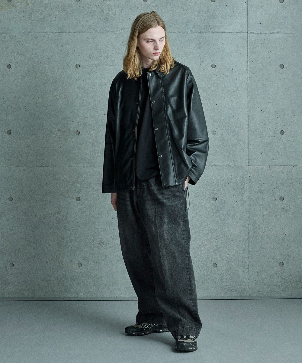 MEN'S BIGI セミワイドデニムタックパンツ ブラック