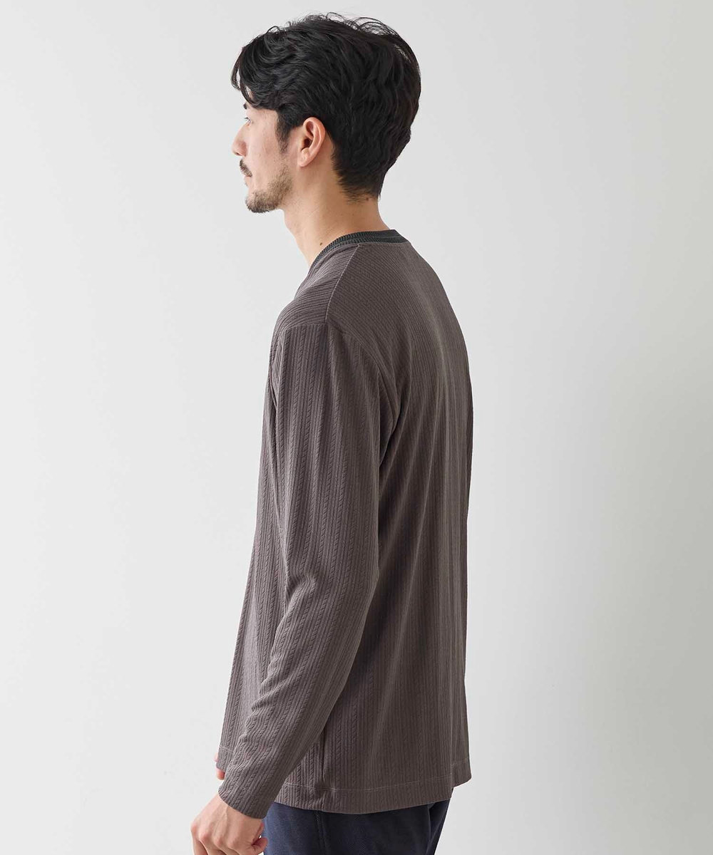 UNION STATION リンクスジャガード　リブニットソーTシャツ チャコールグレー