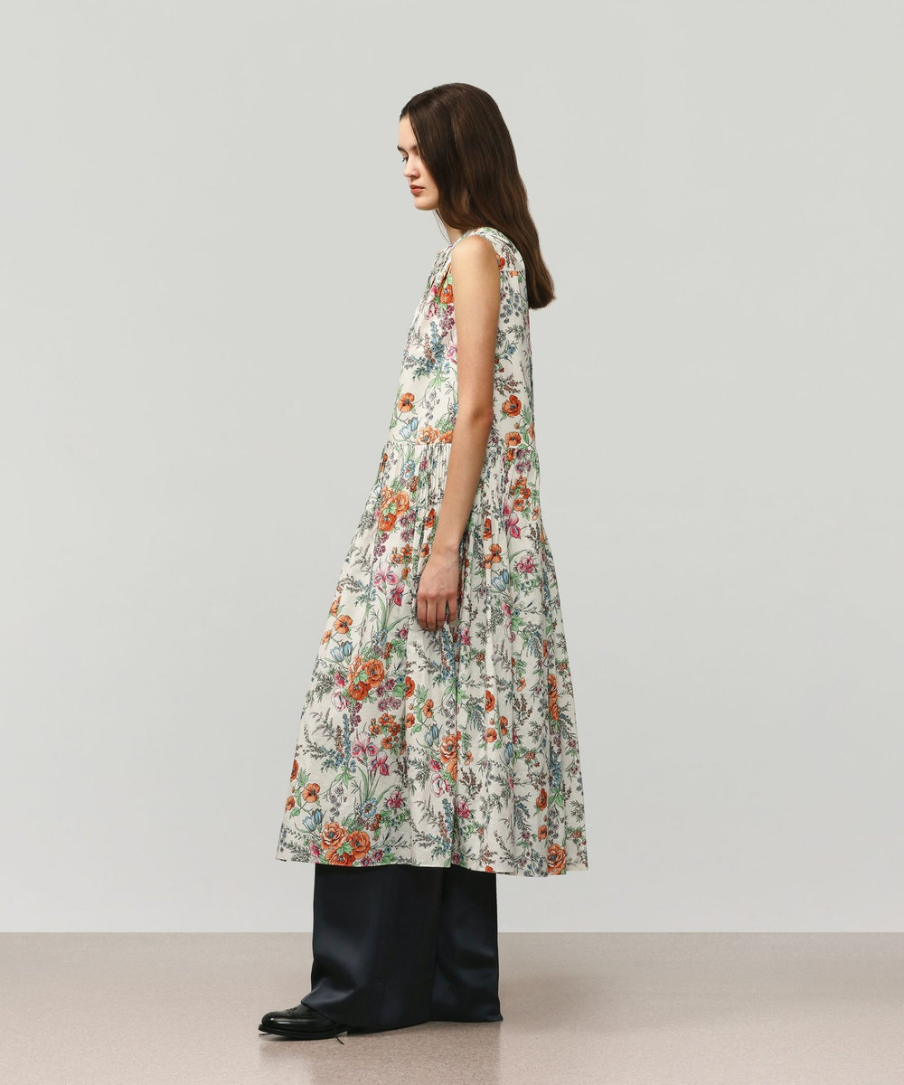 DÉPAREILLÉ LINEN COTTON FLOWER PRINT DRESS / リネンコットンフラワープリントドレス ベージュ