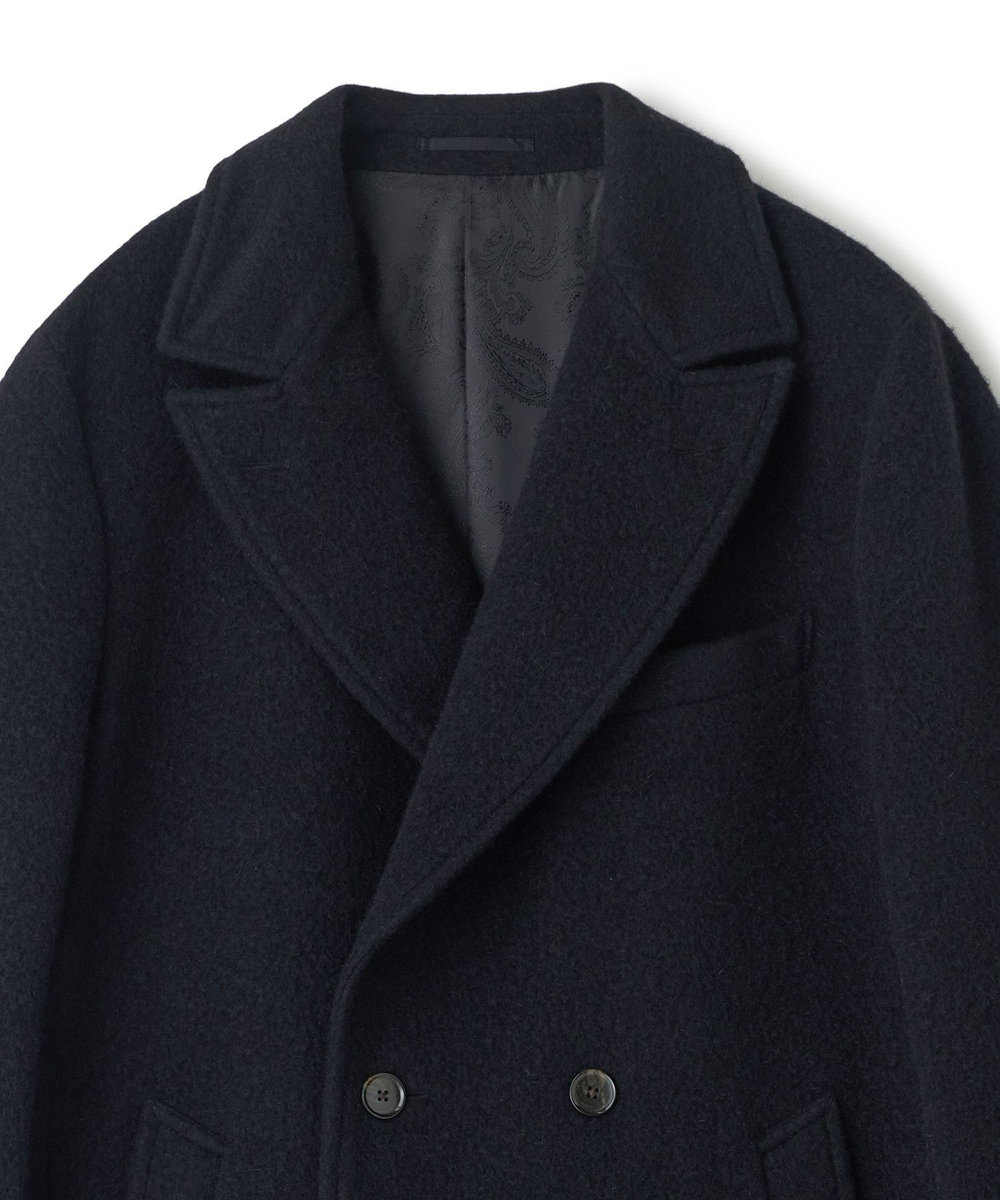 MEN'S BIGI ウールアンゴラビーバーポロコート ブラック