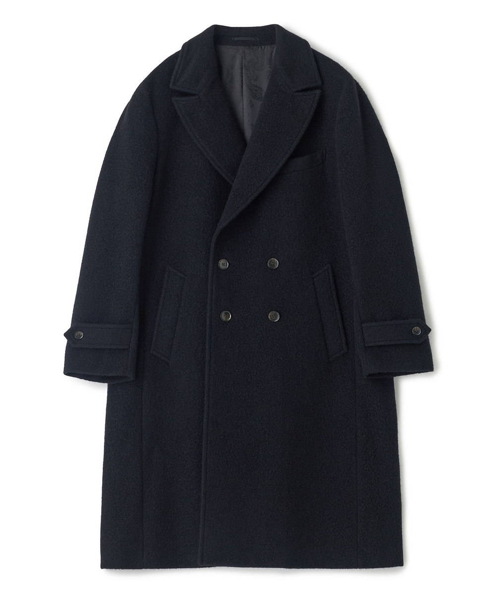 MEN'S BIGI ウールアンゴラビーバーポロコート ブラック