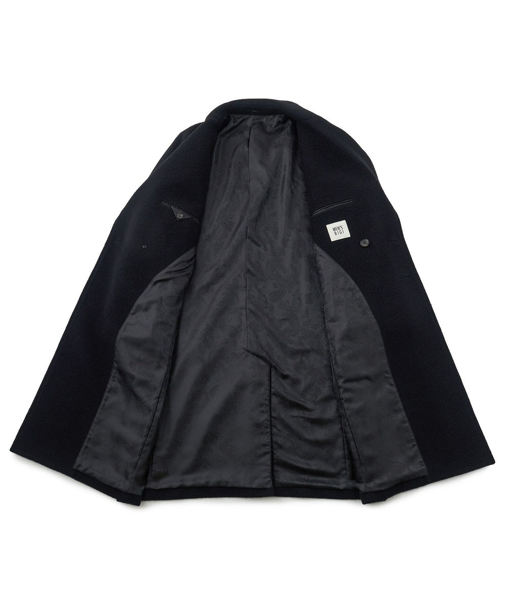 MEN'S BIGI ウールアンゴラビーバーポロコート ブラック