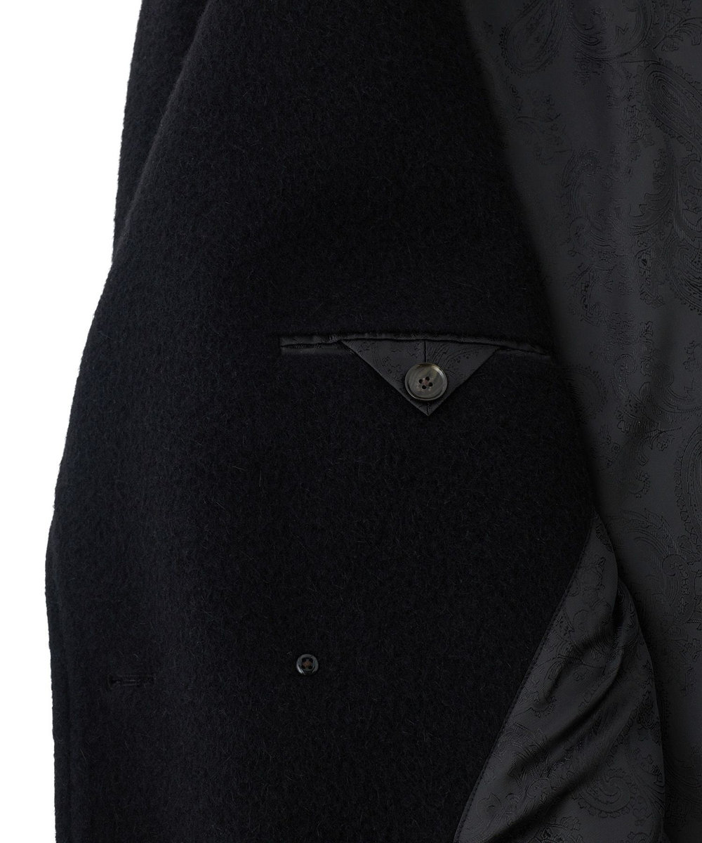 MEN'S BIGI ウールアンゴラビーバーポロコート ブラック