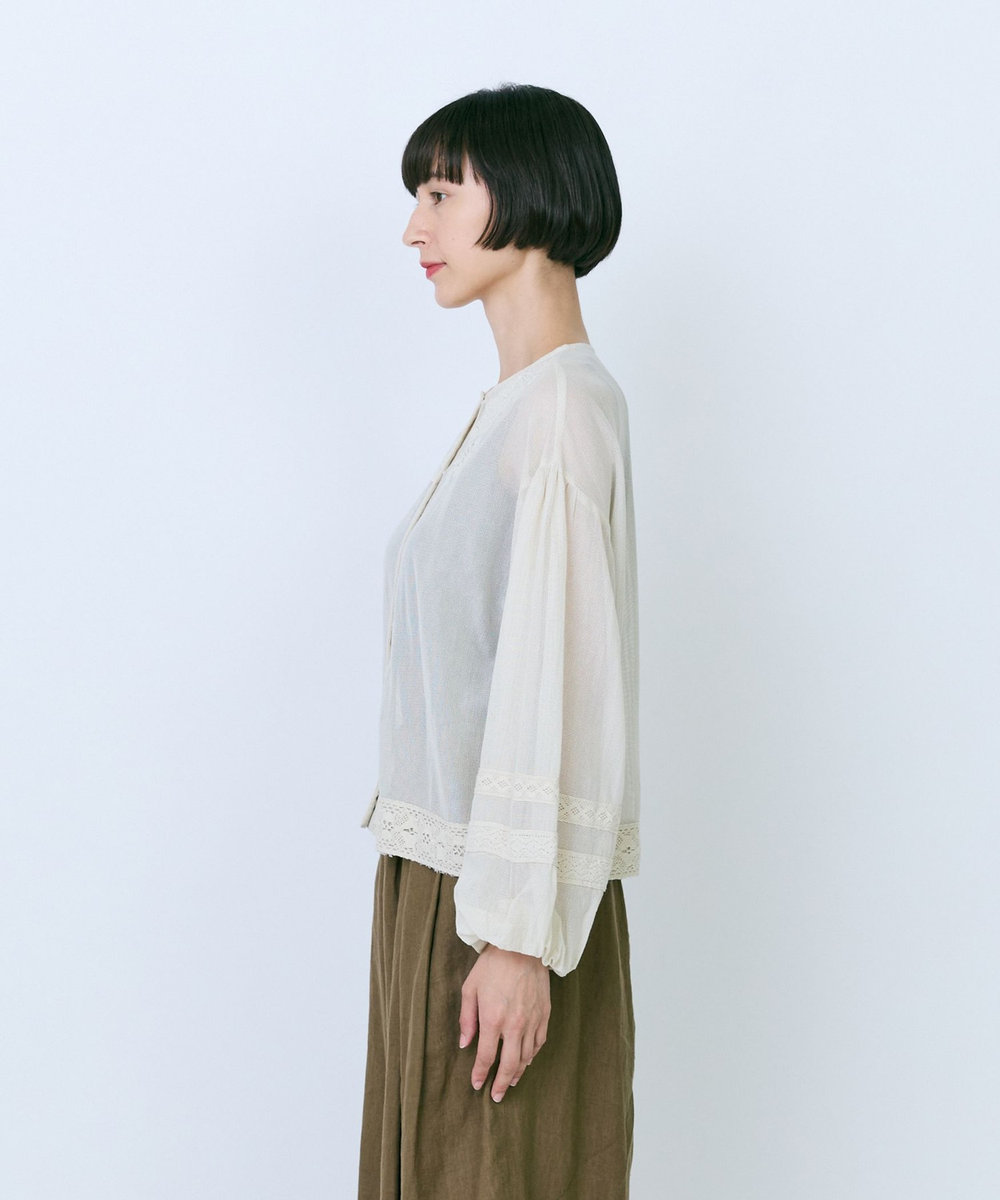 LOISIR インドコットンチュール刺繍ブラウス ベージュ