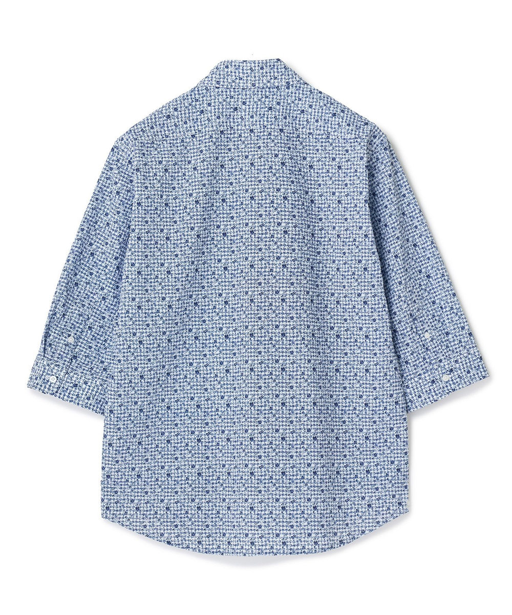 MEN'S BIGI 千鳥格子xフラワープリント七分袖シャツ＜吸水速乾、ストレッチ＞ ホワイト系その他
