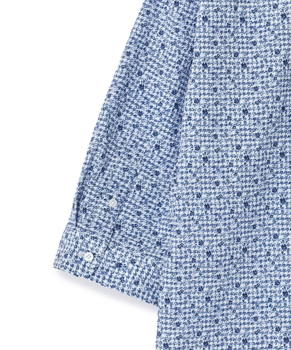 MEN'S BIGI 千鳥格子xフラワープリント七分袖シャツ＜吸水速乾、ストレッチ＞ ホワイト系その他