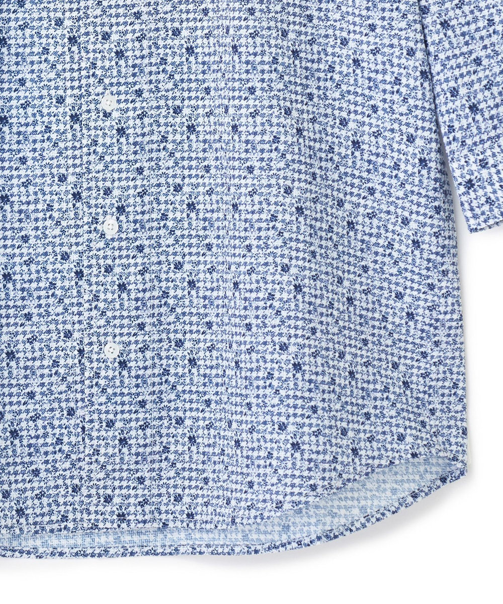 MEN'S BIGI 千鳥格子xフラワープリント七分袖シャツ＜吸水速乾、ストレッチ＞ ホワイト系その他