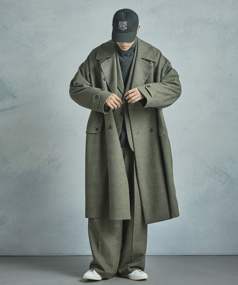 MEN'S BIGI 【50th Anniv . 菊池武夫】WOOL GLEN PLAID COAT カーキ