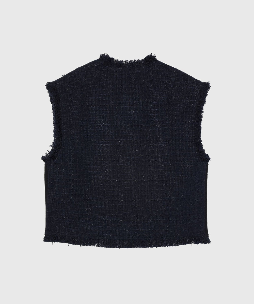 DÉPAREILLÉ COTTON TWEED GIET / コットンツィードジレ ネイビー