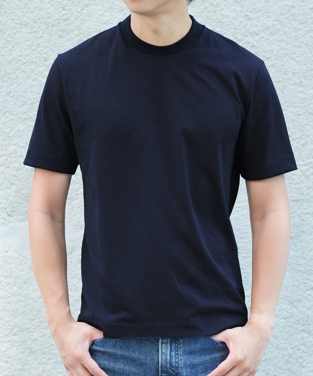MEN'S BIGI 【WEB限定】ドットメッシュジャージTシャツ＜吸水速乾/通気性＞ ネイビー