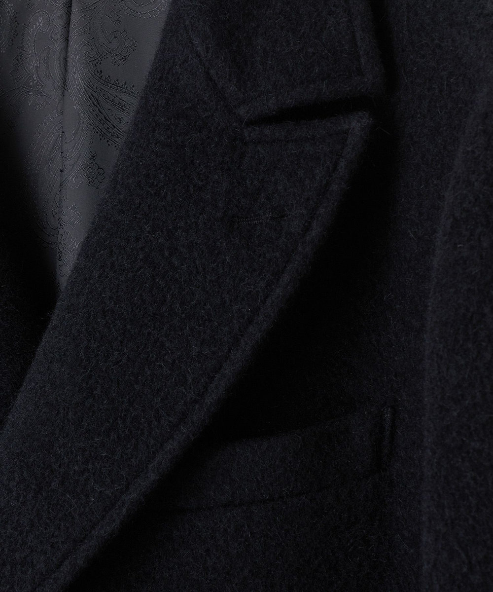 MEN'S BIGI ウールアンゴラビーバーポロコート ブラック