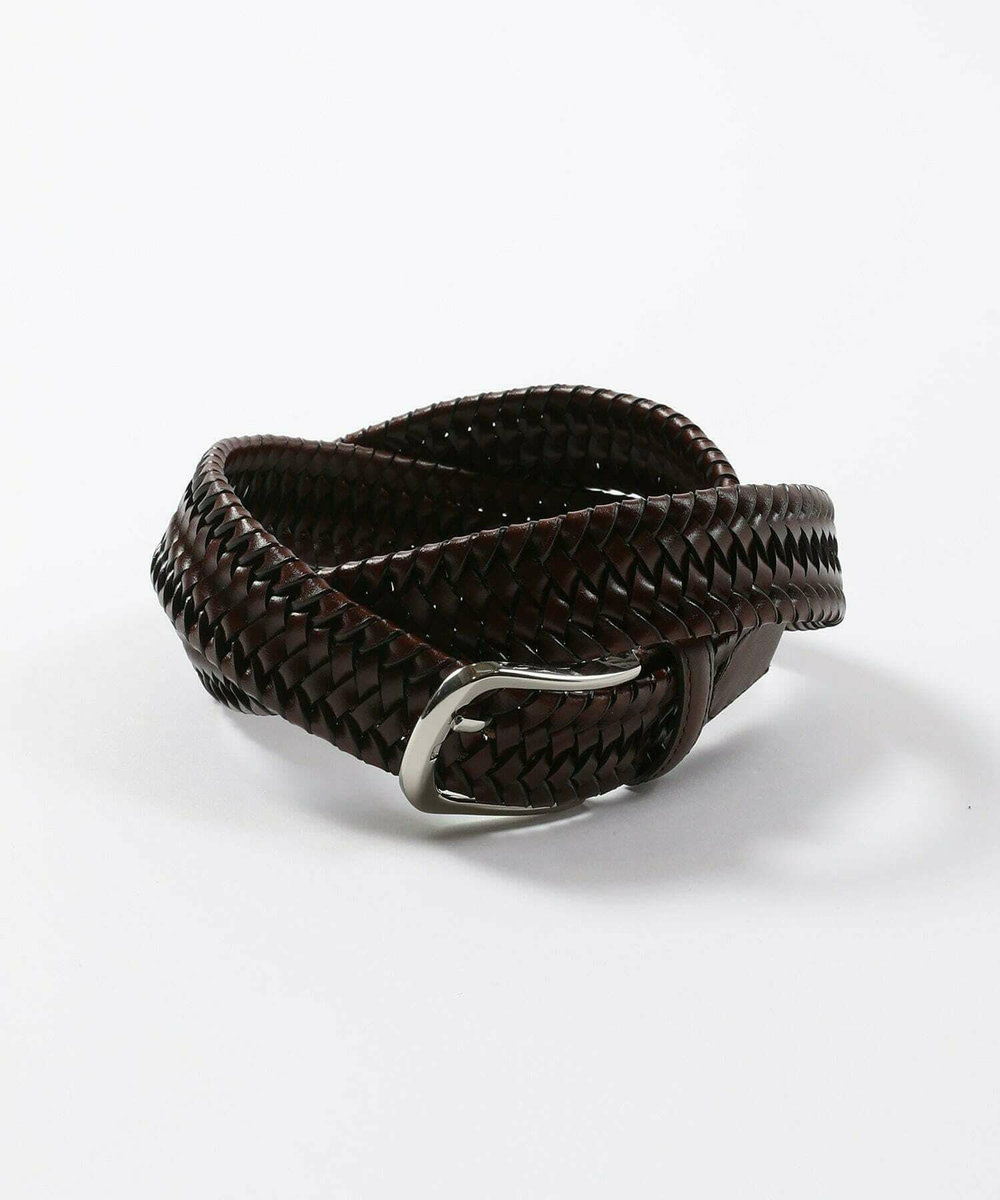 MEN'S BIGI 【DOMODOSSOLA】レザーメッシュプレーンベルト ブラウン