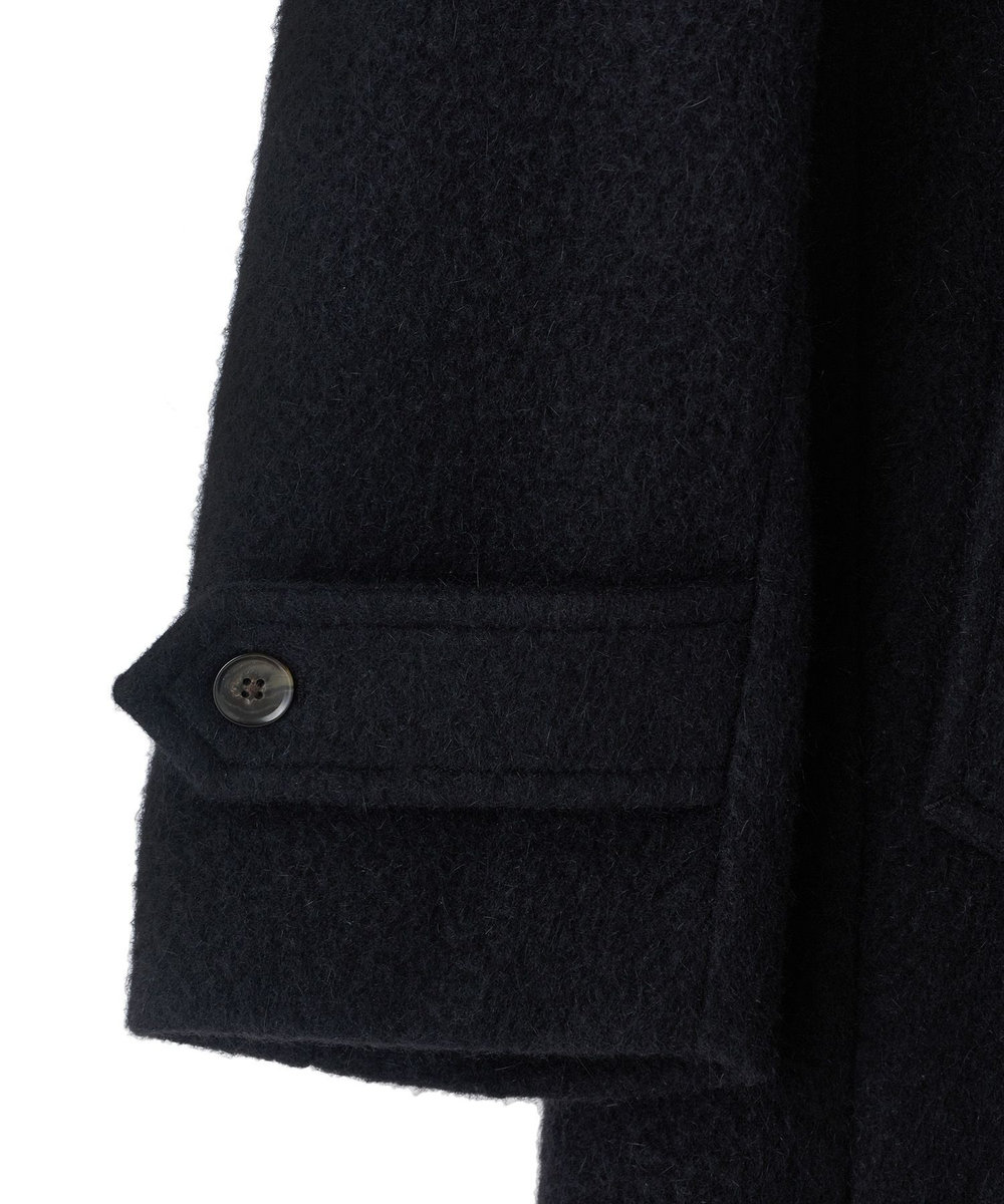 MEN'S BIGI ウールアンゴラビーバーポロコート ブラック