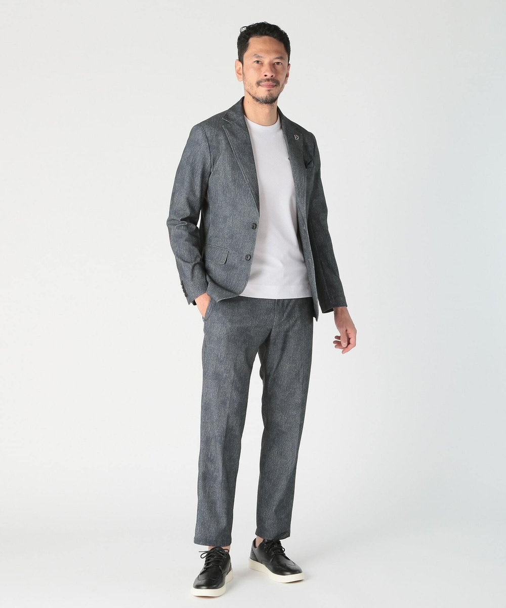MEN'S BIGI 【COLE HAAN/コール ハーン】別注 トリコットメッシュデニムプリントジャケット＜吸水速乾/EASY CARE＞ ネイビー