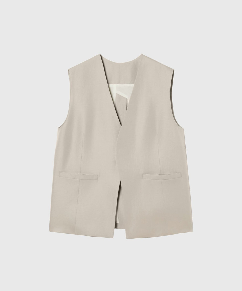 DÉPAREILLÉ TRIACETATE LINEN GILET / トリアセテートリネンジレ ベージュ