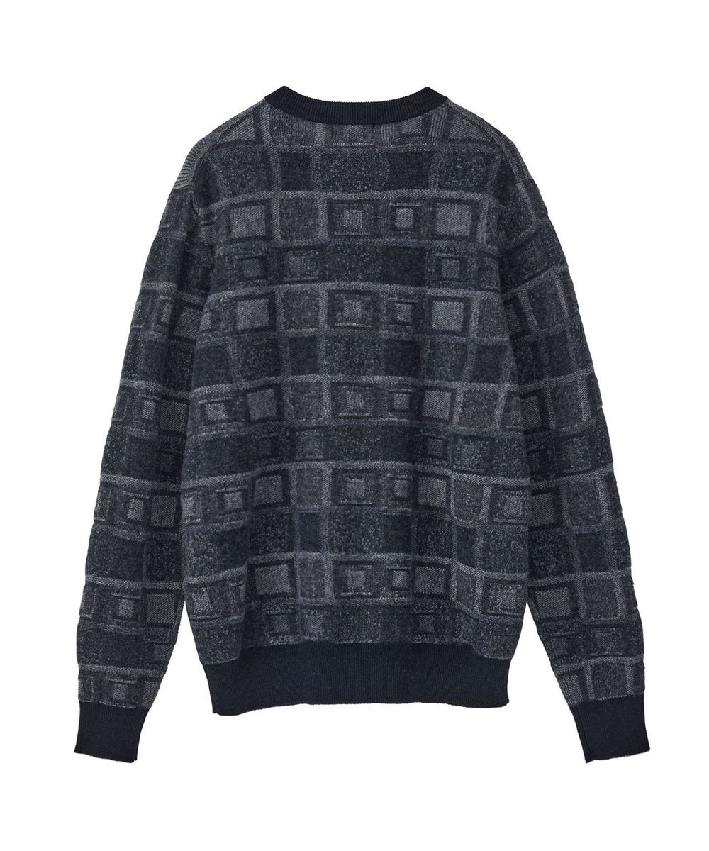 MEN'S BIGI リンクスジャカード クルーネックニット ネイビー