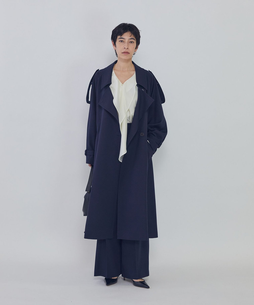 1er Arrondissement ウールギャバジントレンチコート ネイビー
