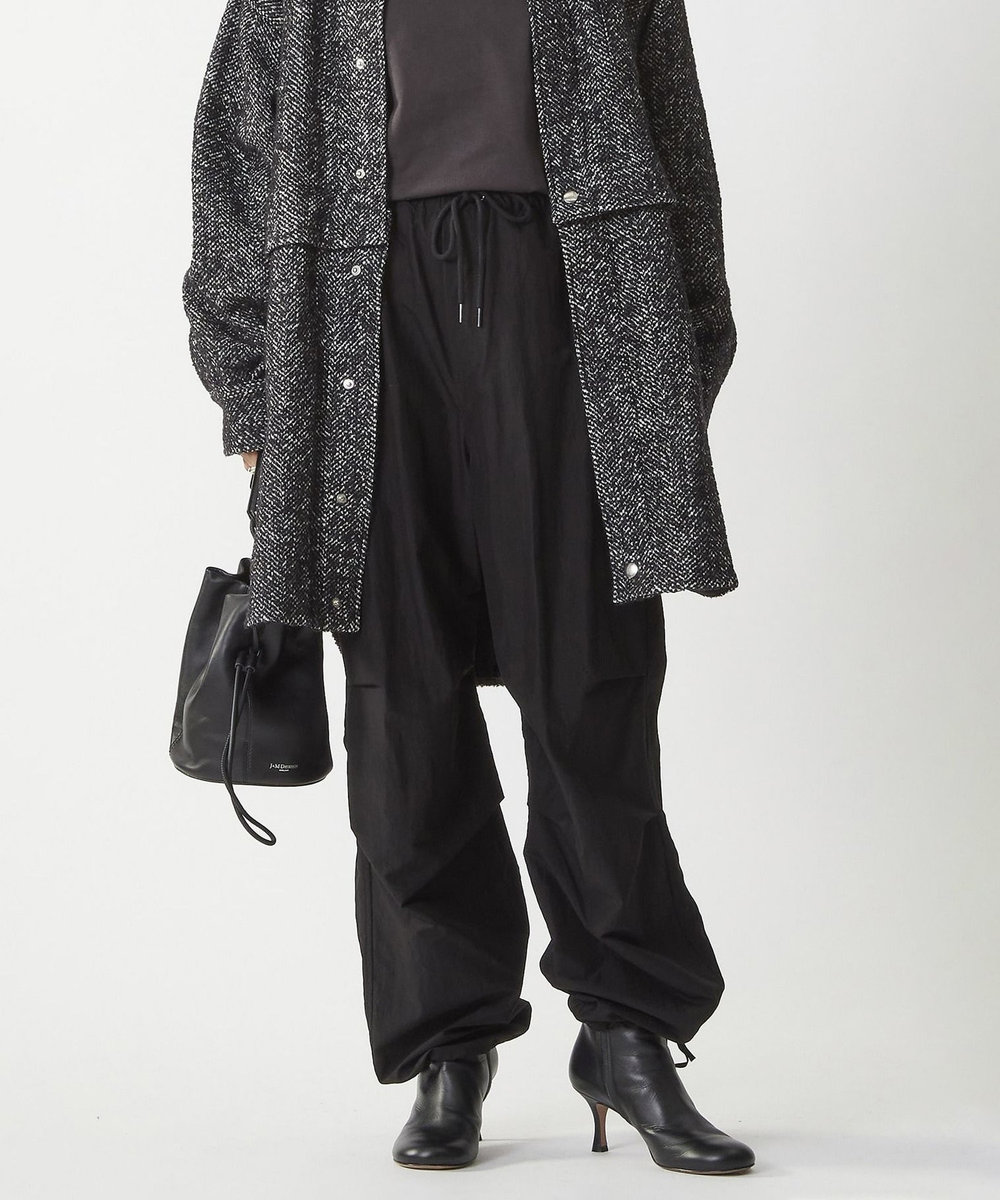 1er Arrondissement コットンナイロンパラシュートパンツ ブラック