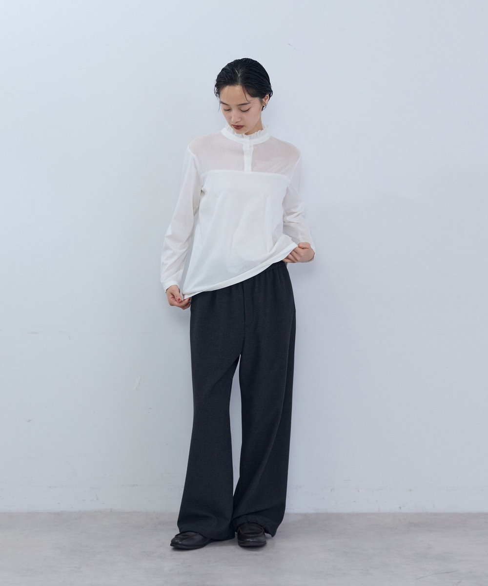 ADIEU TRISTESSE コットンチュール×カットソーブラウス オフホワイト