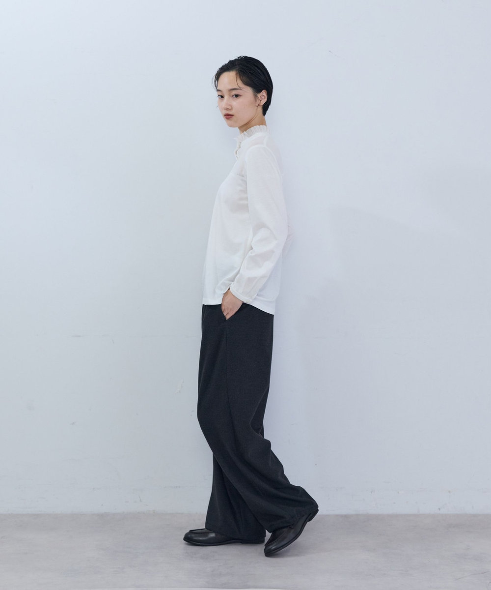 ADIEU TRISTESSE コットンチュール×カットソーブラウス オフホワイト