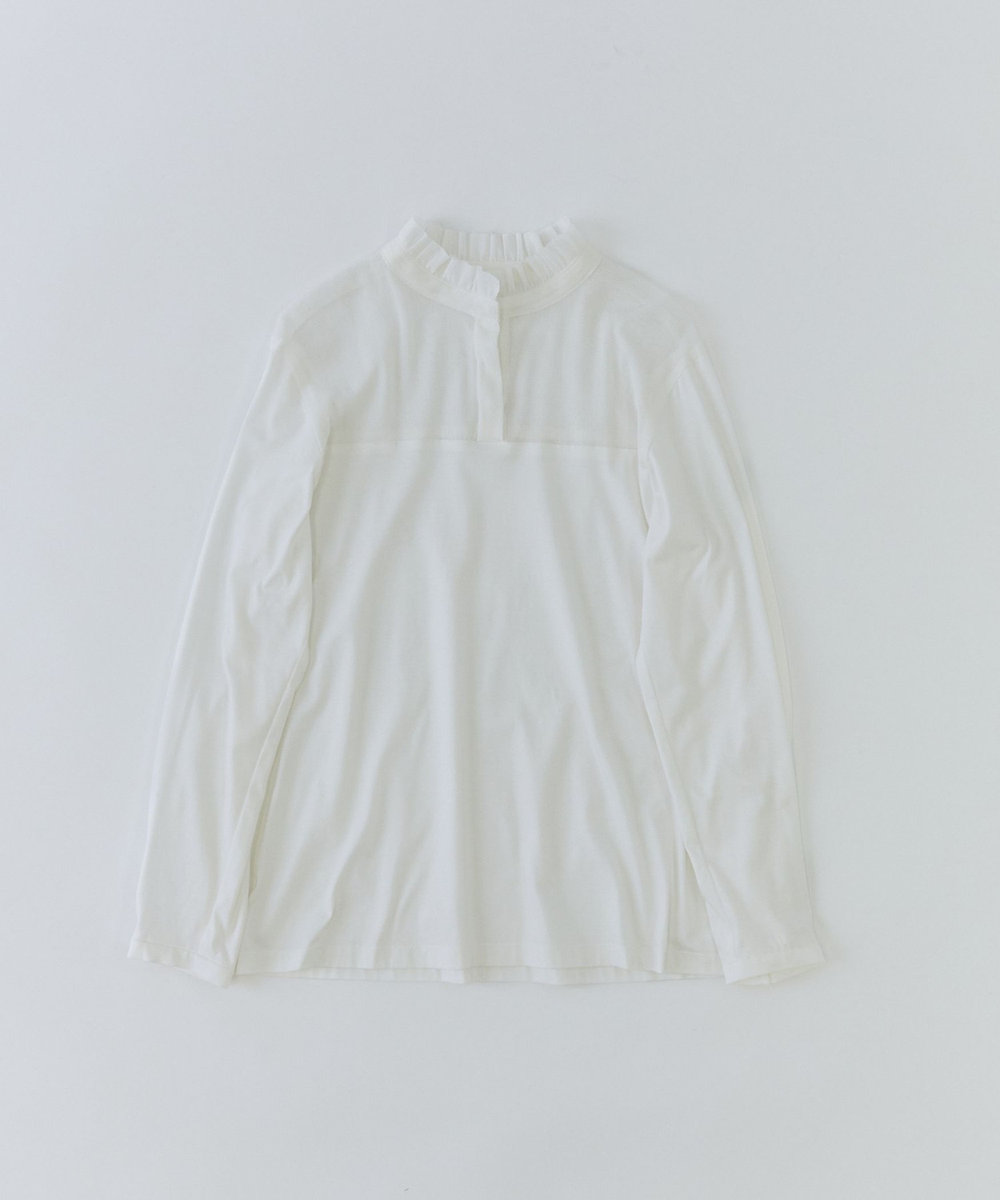ADIEU TRISTESSE コットンチュール×カットソーブラウス オフホワイト