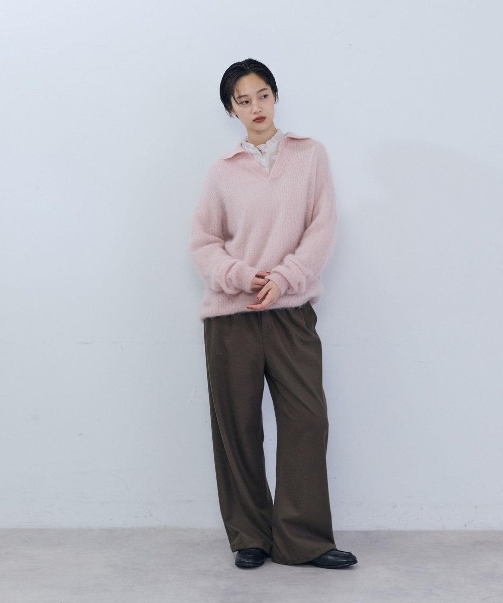 ADIEU TRISTESSE コットンチュール×カットソーブラウス オフホワイト