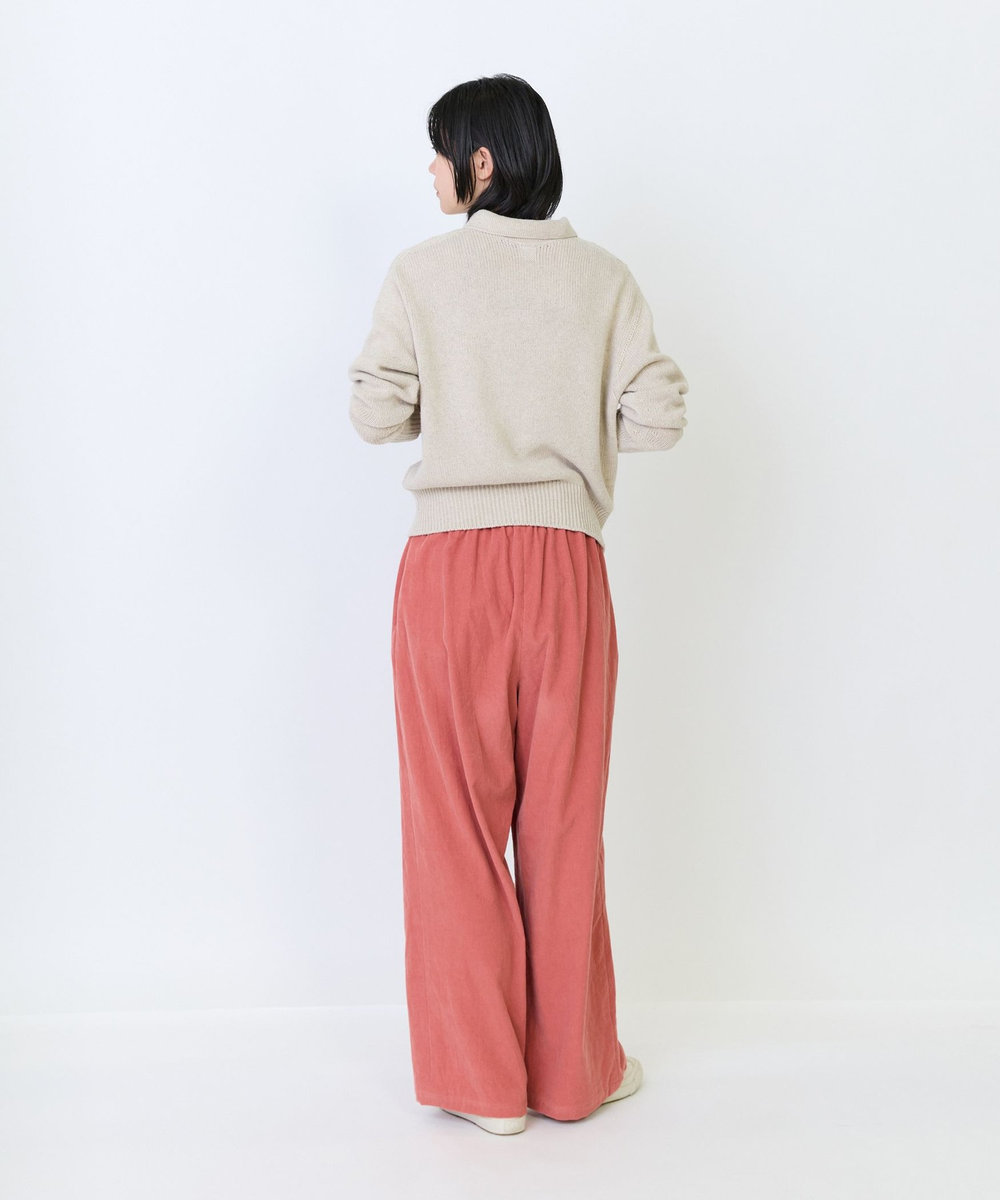 LOISIR リネンウールホールガーメント透かし地柄ポロニット キナリ