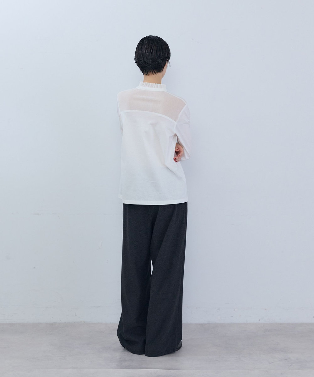 ADIEU TRISTESSE コットンチュール×カットソーブラウス オフホワイト