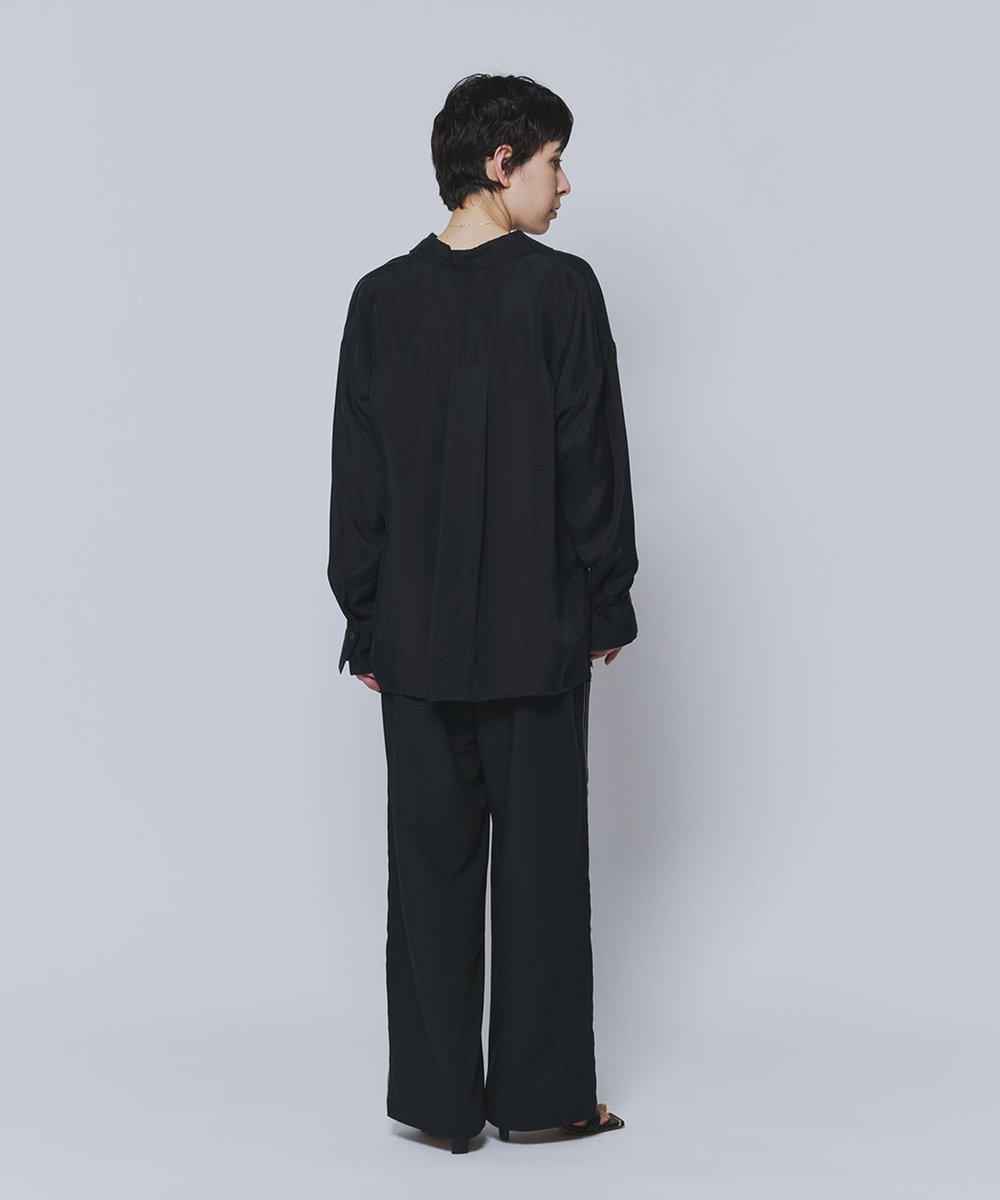 1er Arrondissement キュプラフィブリルレギュラーカラーシャツ ブラック