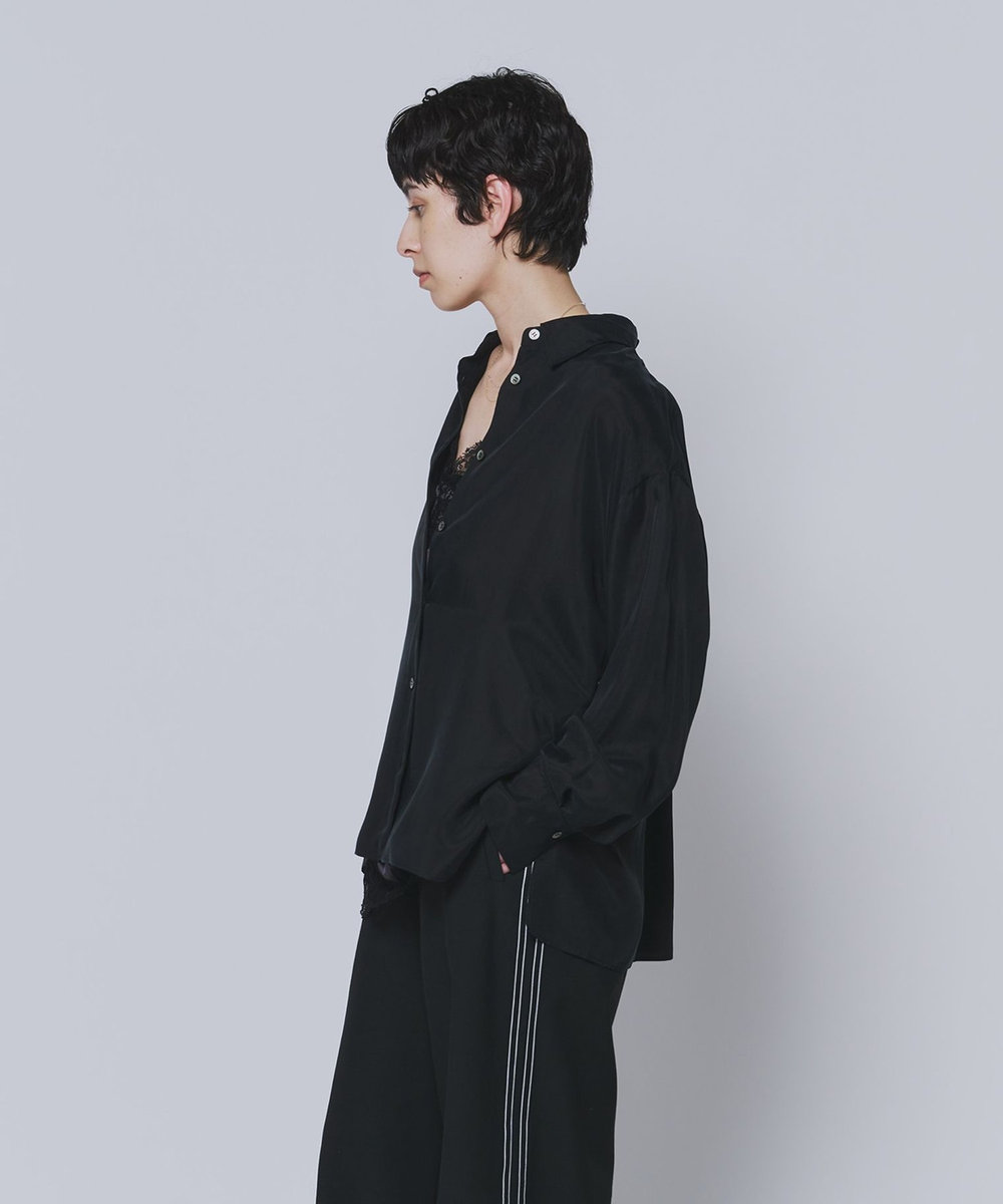 1er Arrondissement キュプラフィブリルレギュラーカラーシャツ ブラック