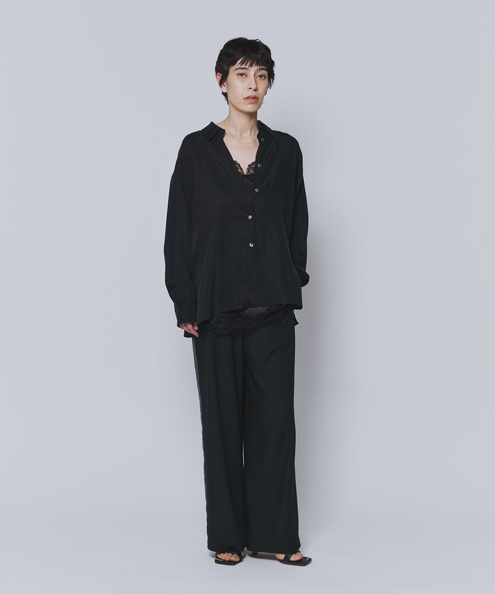1er Arrondissement キュプラフィブリルレギュラーカラーシャツ ブラック