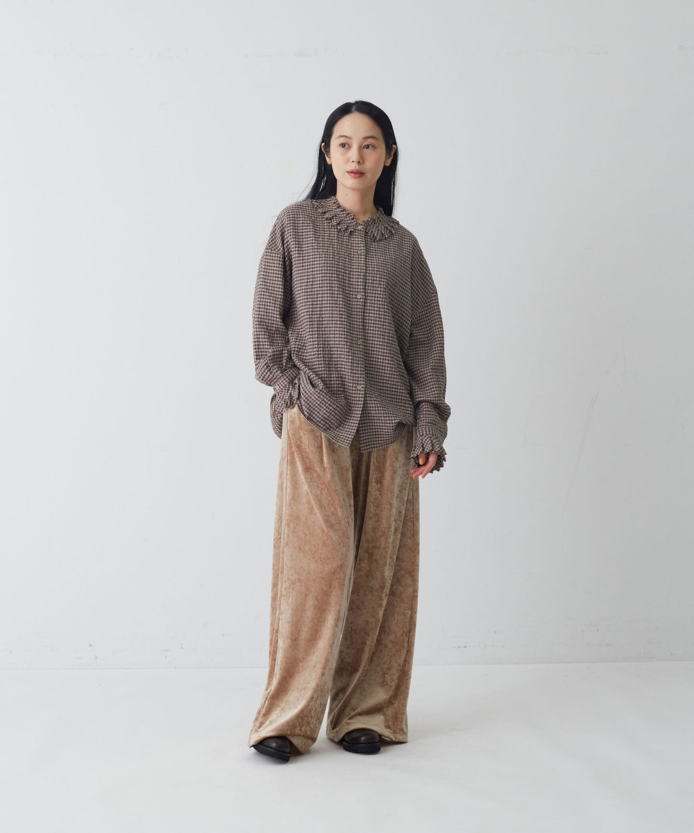 congés payés ADIEU TRISTESSE ベロアパンツ グレイッシュベージュ