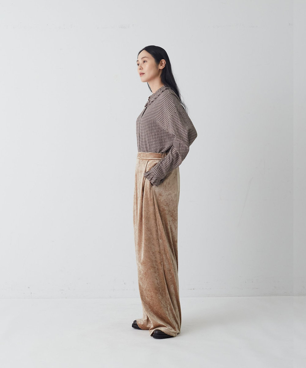 congés payés ADIEU TRISTESSE ベロアパンツ グレイッシュベージュ