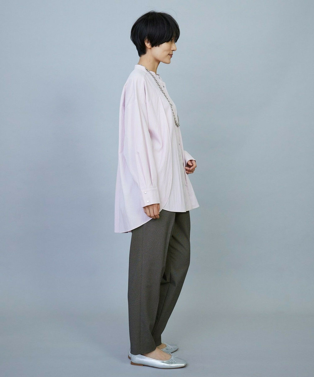 MOGA ウールライクピンヘッドテーパードパンツ チャコールグレー