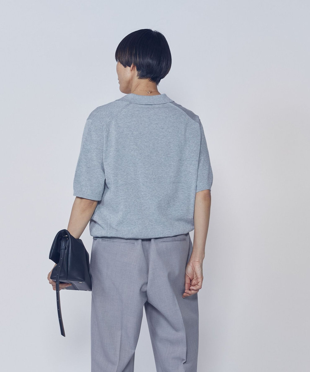 1er Arrondissement スキッパーショートスリーブニット トップグレー