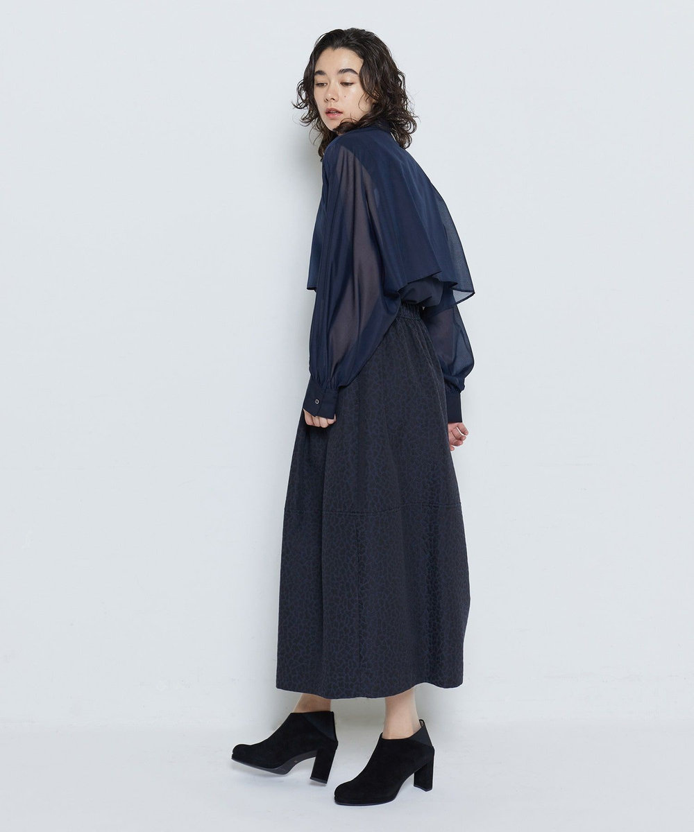 feerique シアーローンレイヤードブラウス ネイビー