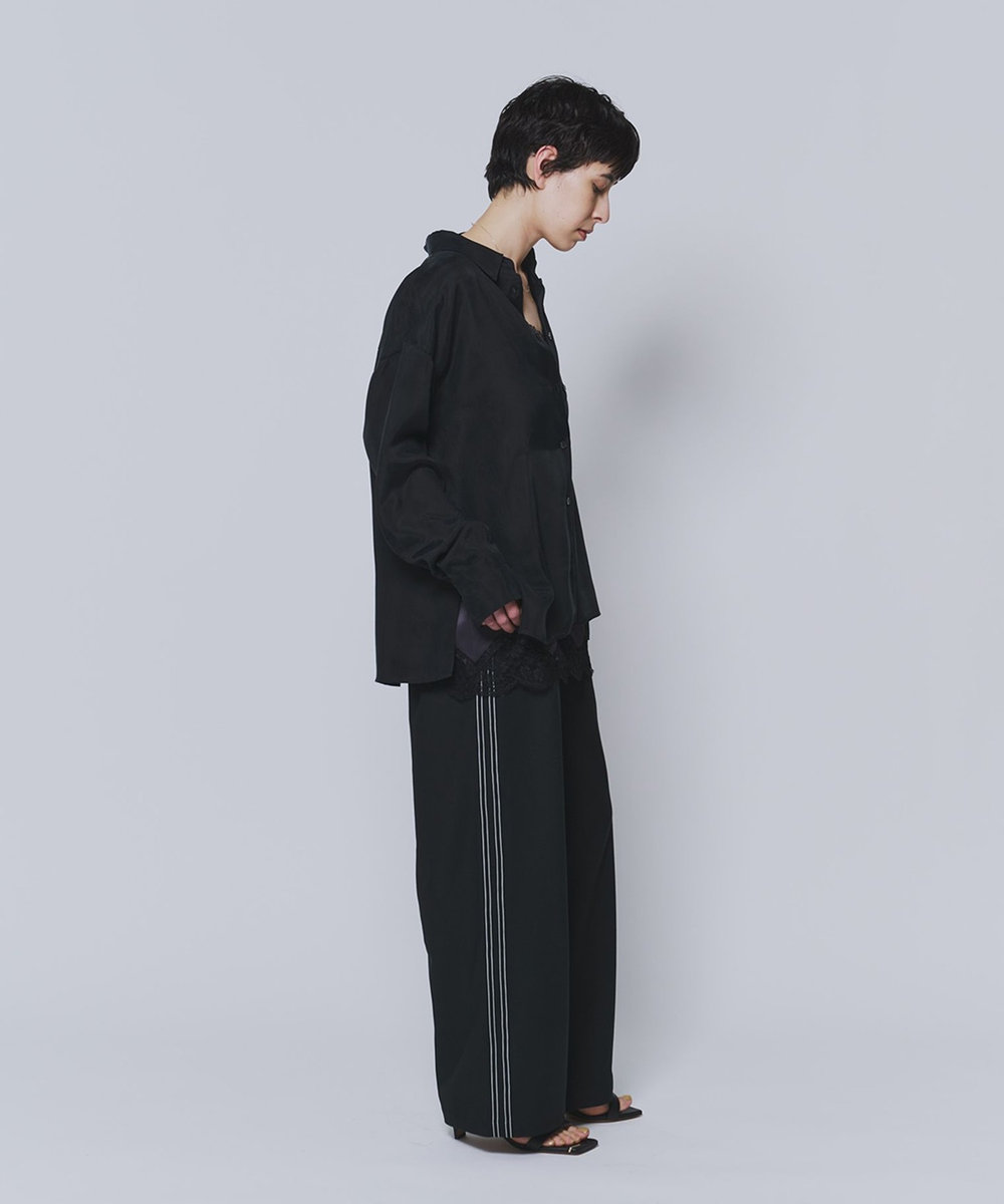 1er Arrondissement キュプラフィブリルレギュラーカラーシャツ ブラック