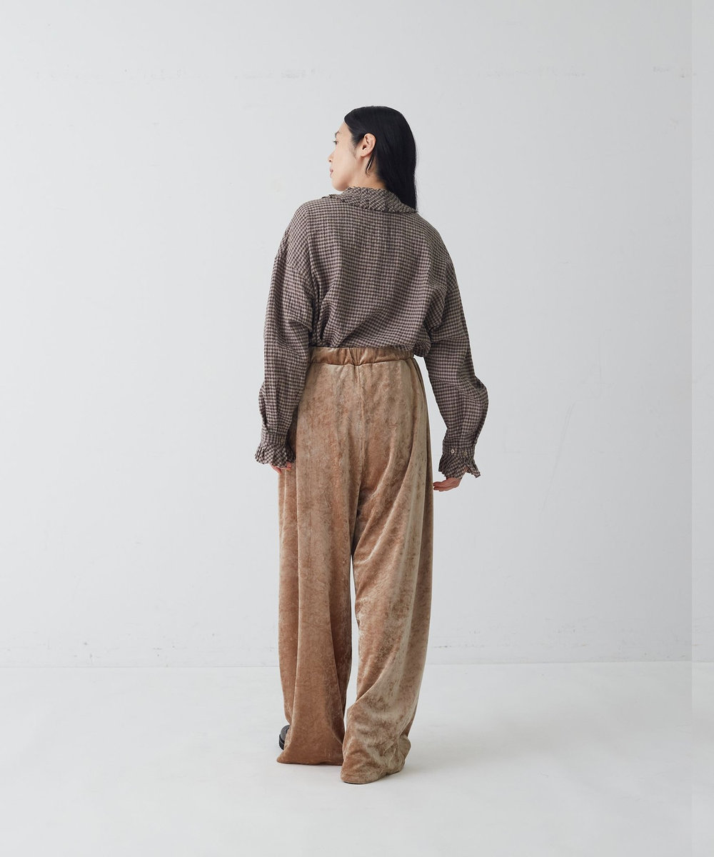 congés payés ADIEU TRISTESSE ベロアパンツ グレイッシュベージュ