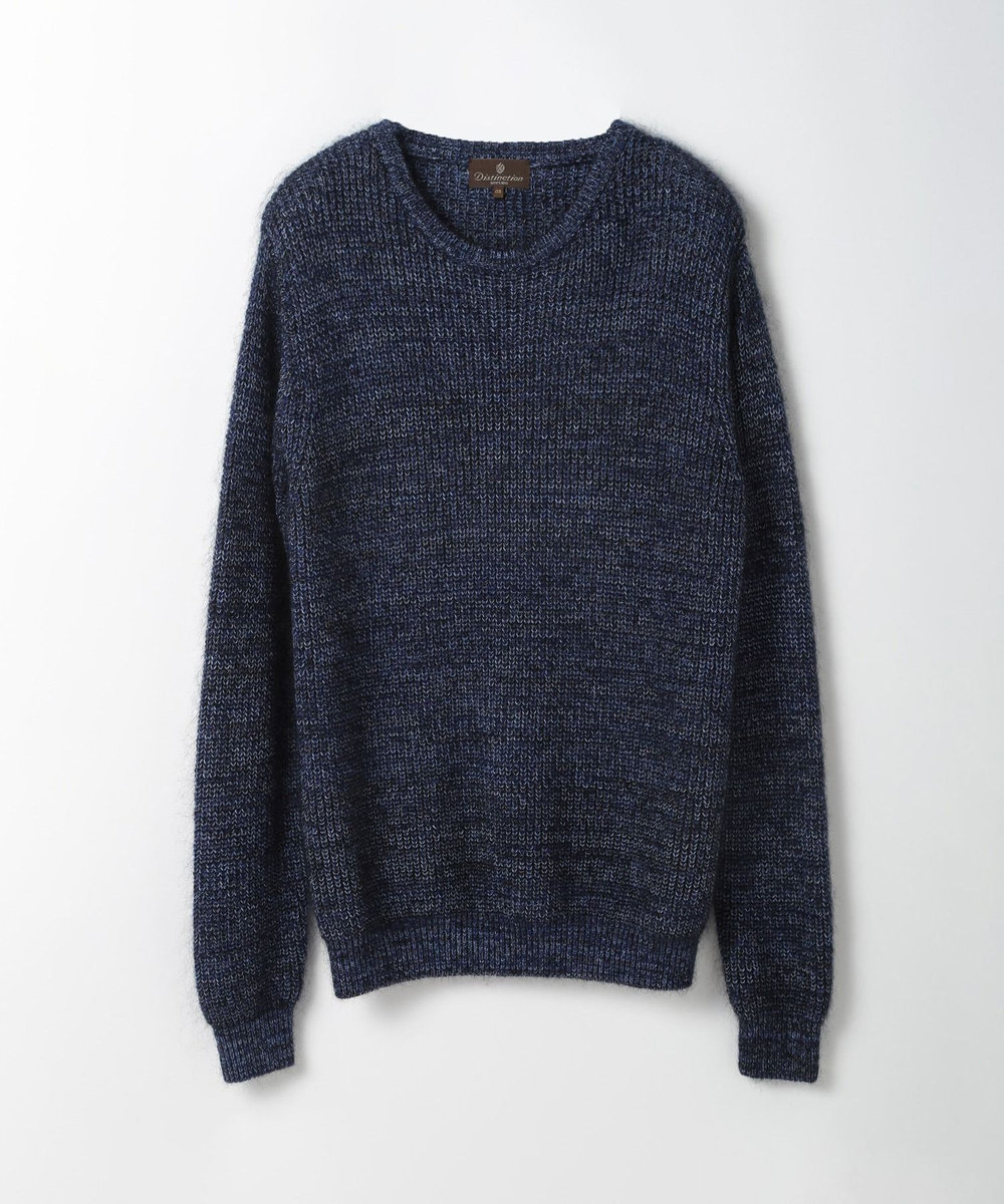 MEN'S BIGI キッドモヘアクルーネックニット ブルー