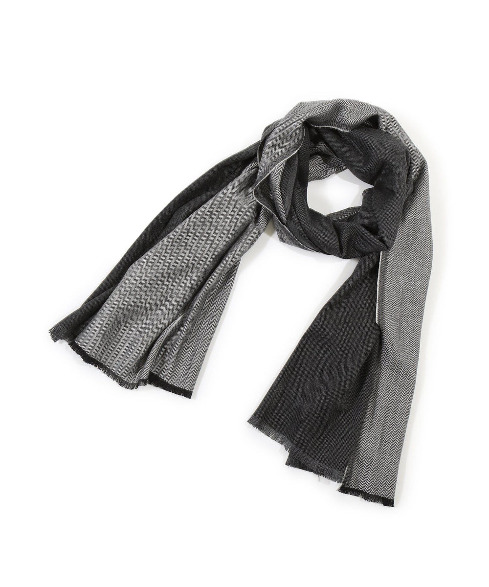 MEN'S BIGI カシミヤ混リバーシブルマフラー グレー