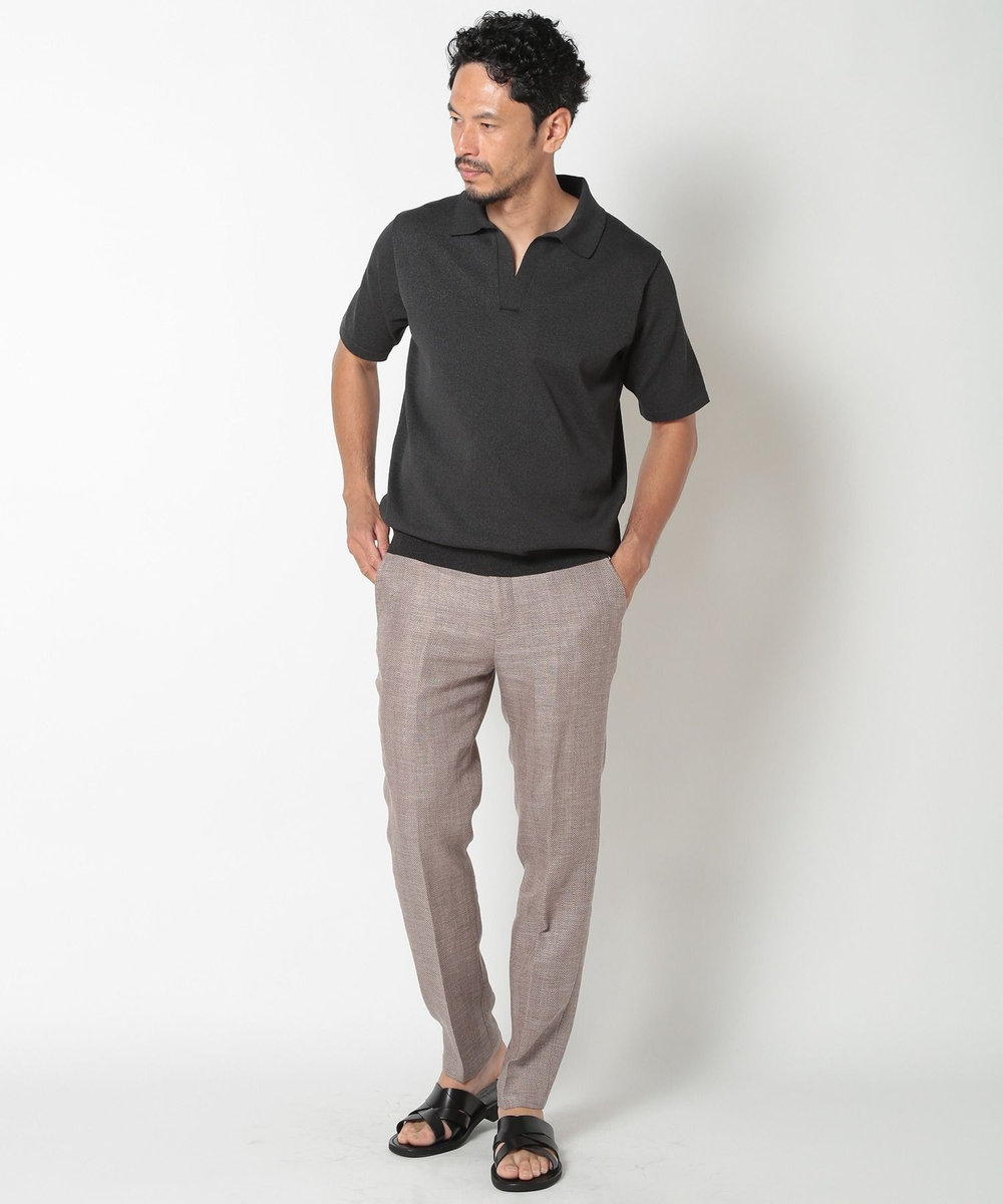 MEN'S BIGI LIBERTYプリントスキッパーニットポロシャツ ブラック