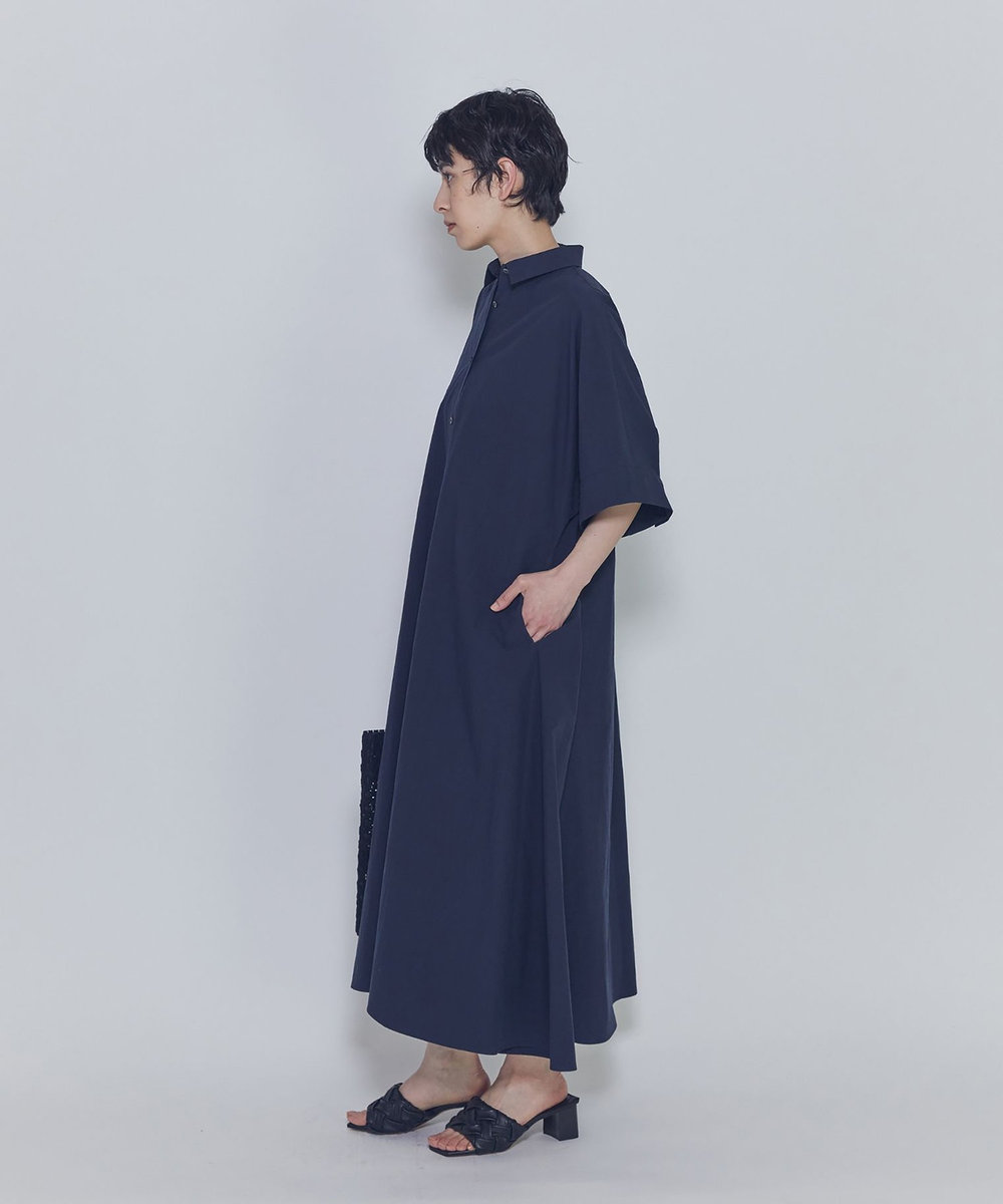 1er Arrondissement ドルマンスリーブシャツワンピース ネイビー