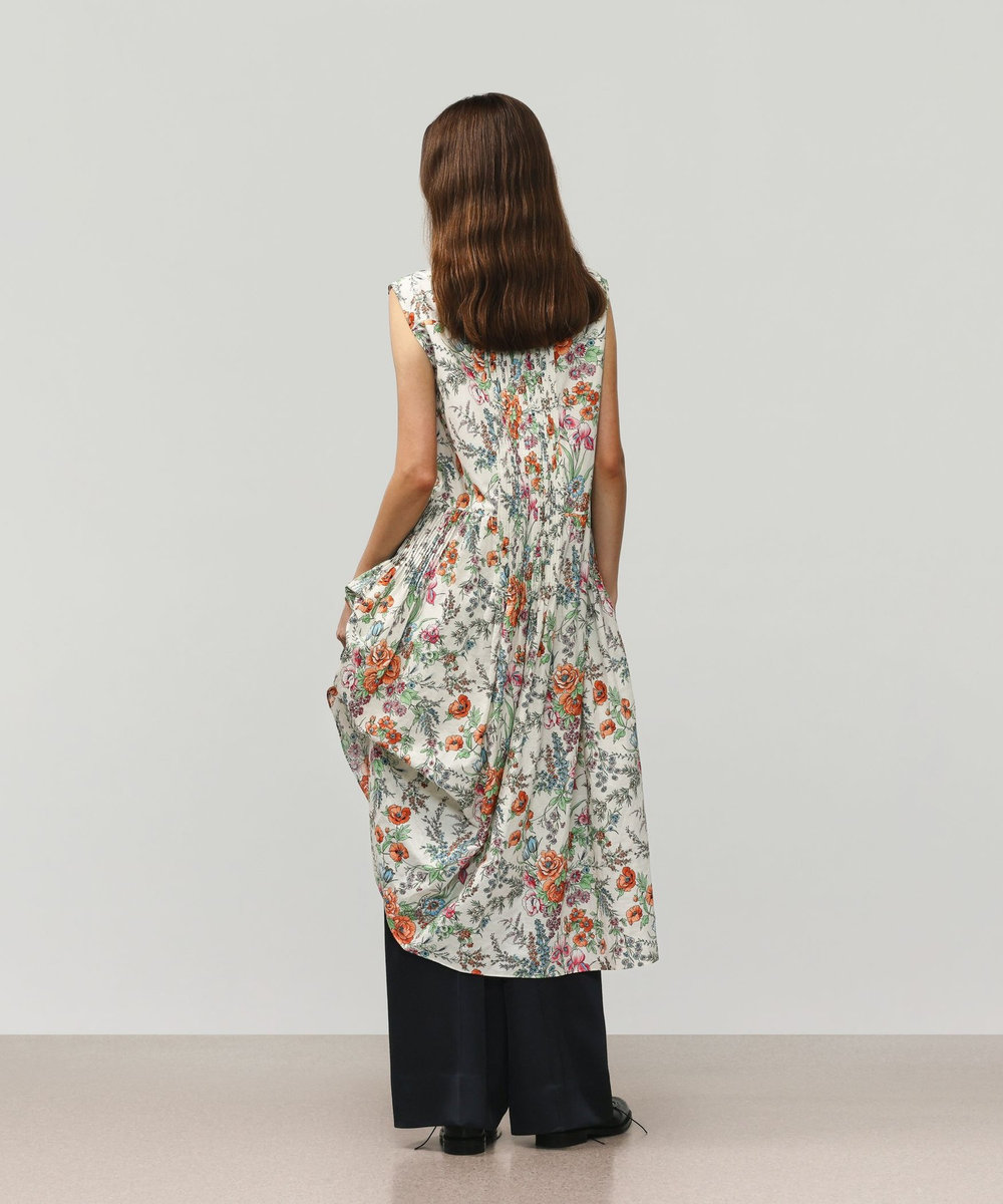 DÉPAREILLÉ LINEN COTTON FLOWER PRINT DRESS / リネンコットンフラワープリントドレス ベージュ