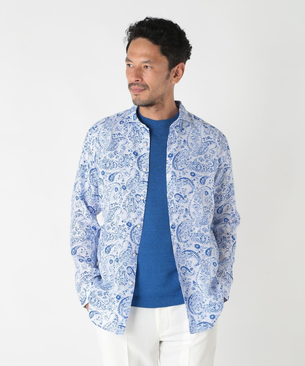 MEN'S BIGI 【CANCLINI/カンクリーニ】プリントショートポイントシャツ ホワイト