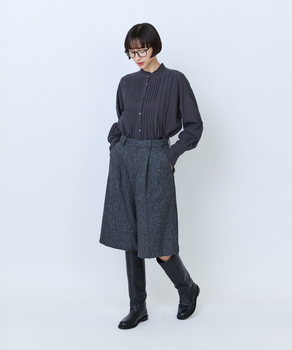 LOISIR ウール混ツイードハーフパンツ グレー系その他