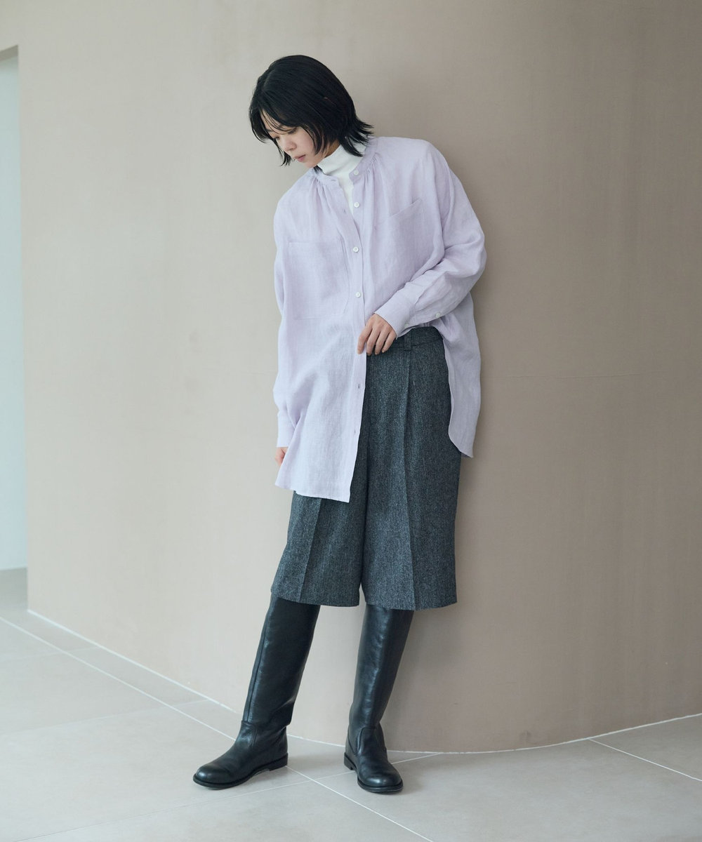 LOISIR ウール混ツイードハーフパンツ グレー系その他