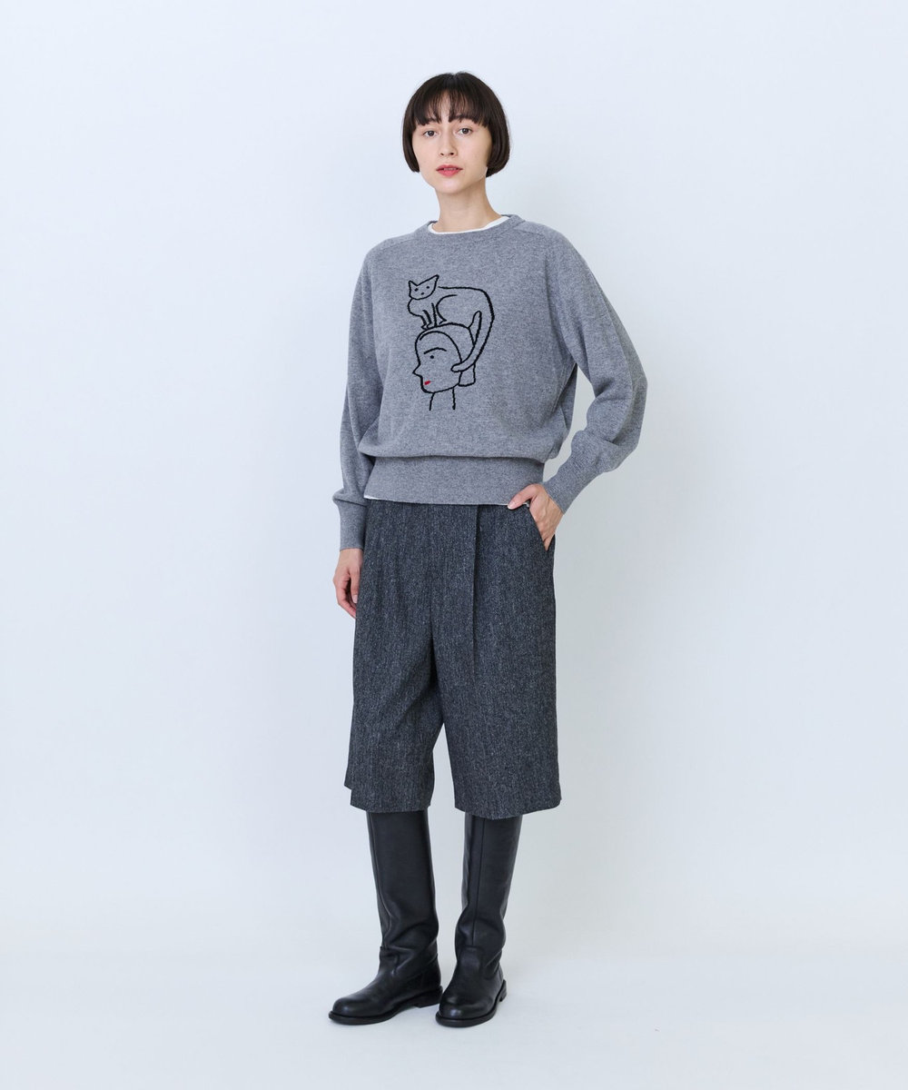 LOISIR ウール混ツイードハーフパンツ グレー系その他