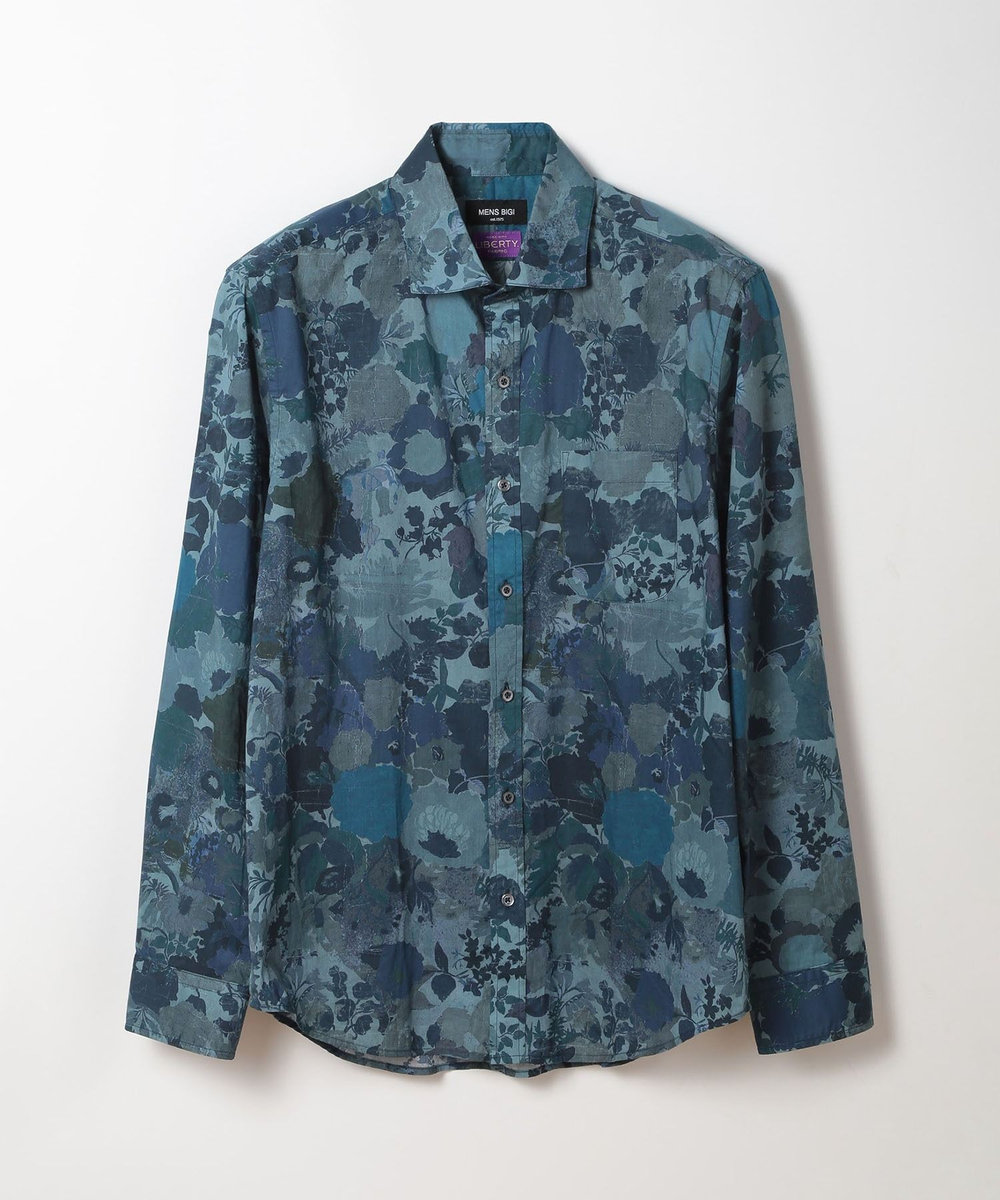MEN'S BIGI エスニックLibertyプリントシャツ ネイビー